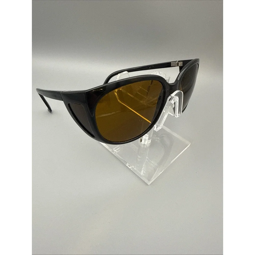 Vintage BOLLE ACRYLEX Sunglasses FRANCE BLACK Wrap CatEye Unisex RARE🔥Polarized